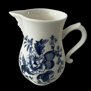 VINTAGE ROYAL WORCESTER BLUE SPRAYS PATTERN BONE CHINA CREAM PITCHER